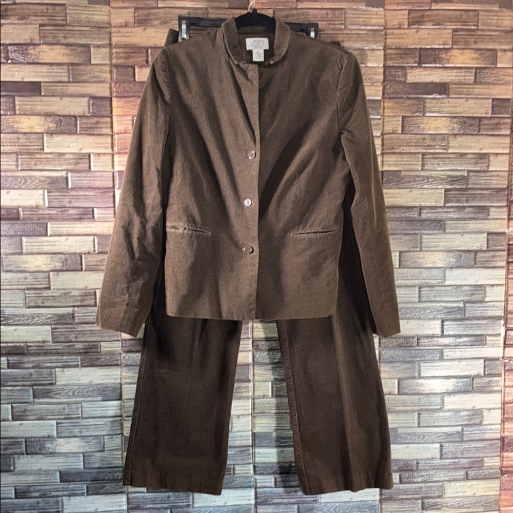 EUC Brown Women's Ann Taylor Corduroy Suit Set Jacket 10 Pants 12x30